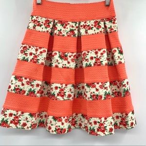 ADORABLE MIAMI pleated floral striped skirt size medium